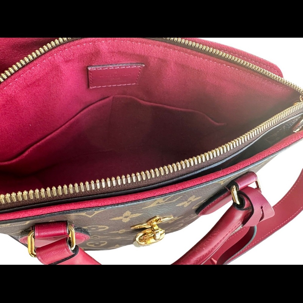 Louis Vuitton Flower PM Small Zip Satchel Brown Monogram Red - Picture 4 of 12